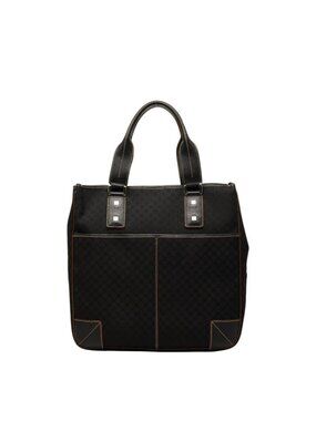 Celine Macadam Handbag Black Canvas Leather